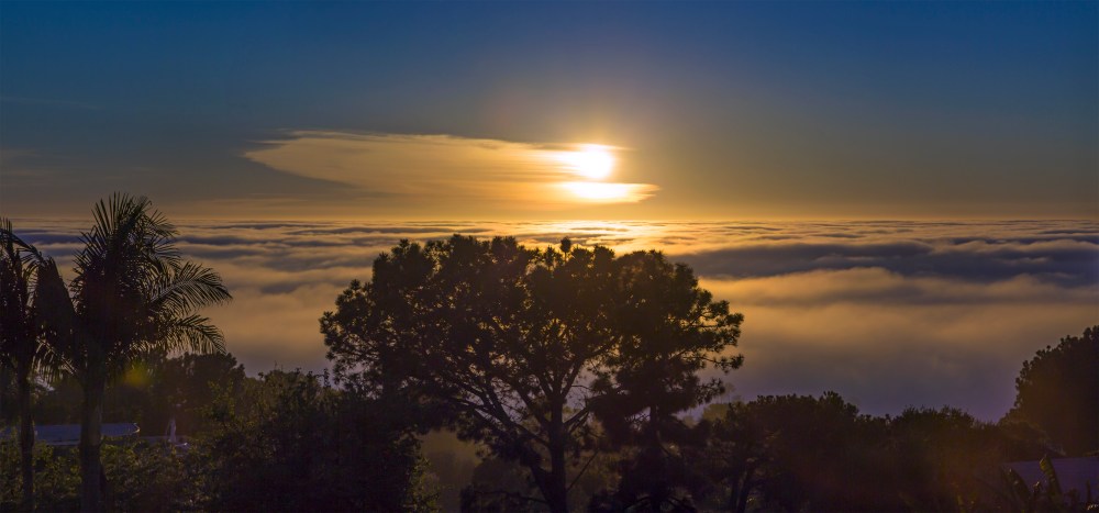 Sun, Cirrus, and fog aglow