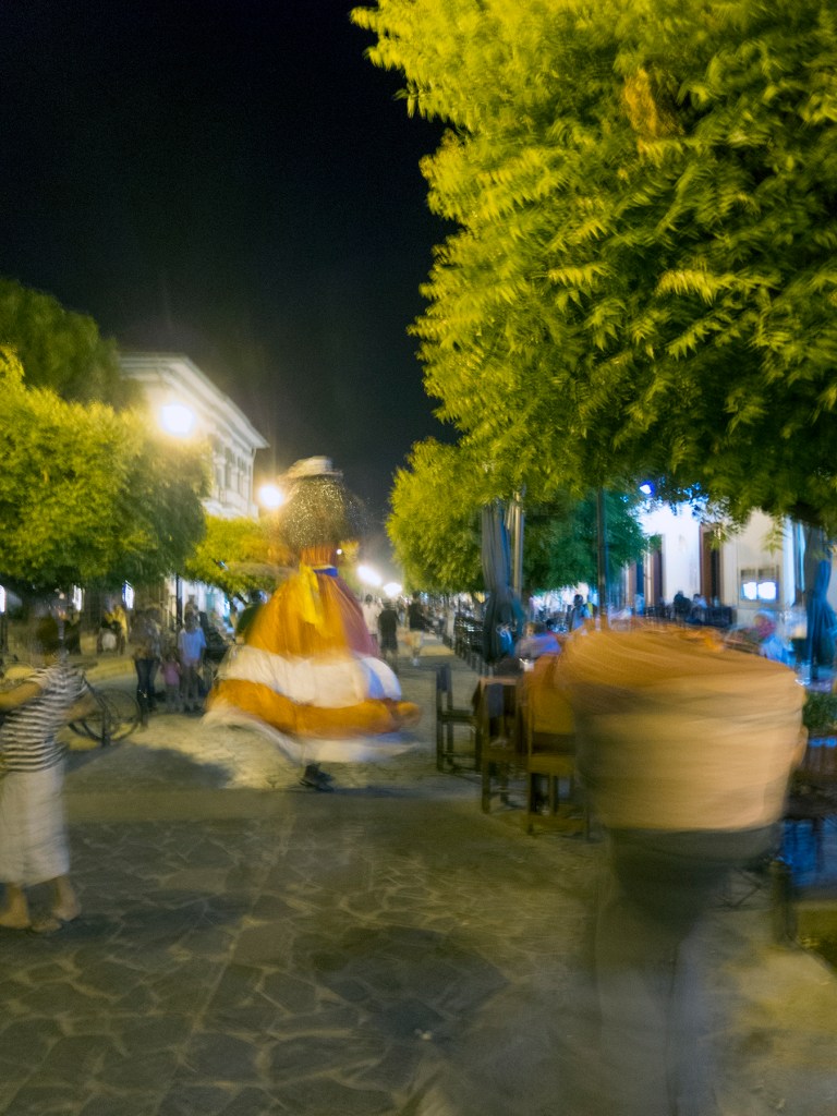 Whirling dervishes beside outdoors dining