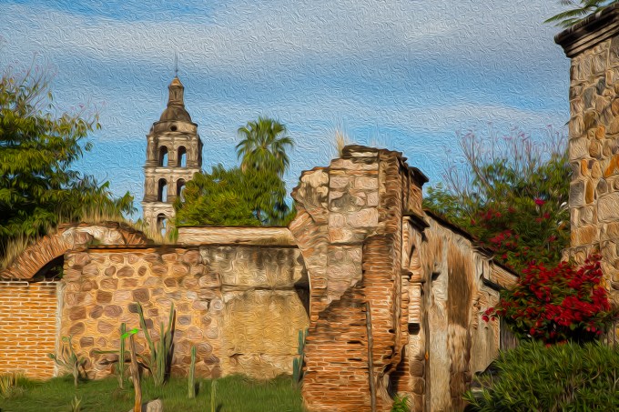 Oil paint effect of Álamos scene