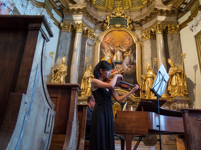 Mozart Sonata for Piano and Violin in C-major. Schlosskirche Mirabell, Salzburg.