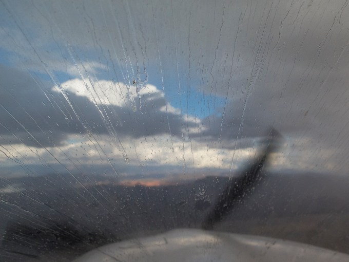 Solid rain washing the windscreen